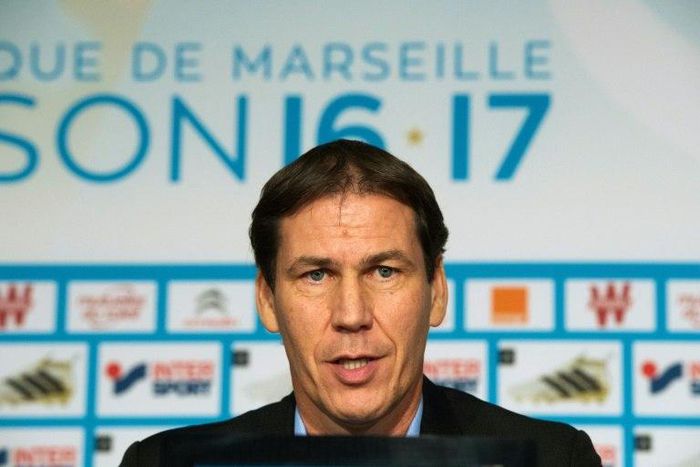 Olympique de Marseille (OM) French new head coach Rudi Garcia takes part in a press conference at the club's training centre in Marseille, southern France, on October 21, 2016