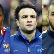 L-R: France's Djibrill Cisse, Mathieu Valbuena and Karim Benzema