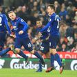 Manchester United's striker Wayne Rooney (C) celebrates scoring the equalising goal against Stoke City on January 21, 2017
