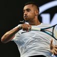 Nick Kyrgios of Australia in action against Portugal's Gastao Elias on day one of the Australian Open in Melbourne on January 16, 2017