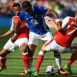 Montreal Impact's Didier Drogba (C) fights for the ball with Arsenal's Krystian Bielik during an MLS All-Star match at Avaya Stadium in San Jose, California, in July 2016