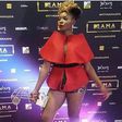 Yemi Alade performed in a red cape top paired with sequin bum shorts