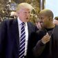 Singer Kanye West and President-elect Donald Trump arrive to speak with the press after their meetings at Trump Tower December 13, 2016 in New York
