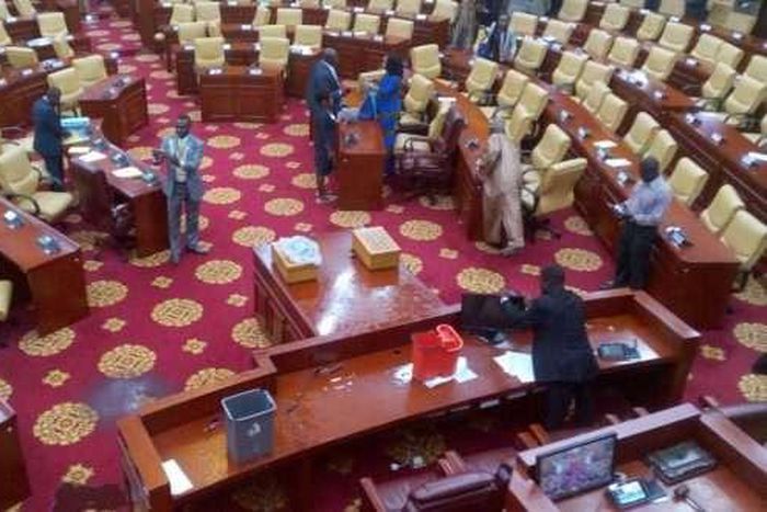 The scene at parliament after the rainstorm
