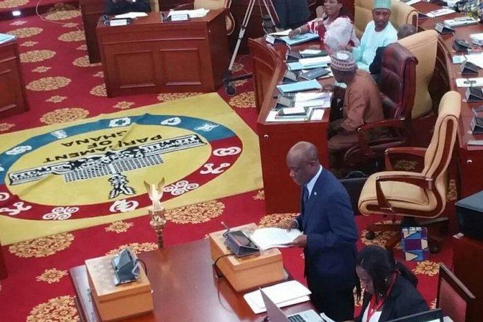 Seth Terkper addressing parliament