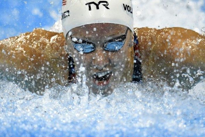 USA's Dana Vollmer takes part in the Women's 100m Butterfly heat during the swimming event at the Rio Olympic Games August 6, 2016