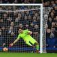 Manchester City's goalkeeper Claudio Bravo cannot stop Everton's striker Kevin Mirallas's shot for their second goal during the English Premier League football match at Goodison Park in Liverpool, north-west England on January 15, 2017