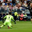 Real Madrid's forward Cristiano Ronaldo celebrates after scoring against Malaga on May 21, 2017