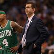 Isaiah Thomas and head coach Brad Stevens of the Boston Celtics, seen during a NBA game in Phoenix, Arizona, on March 5, 2017