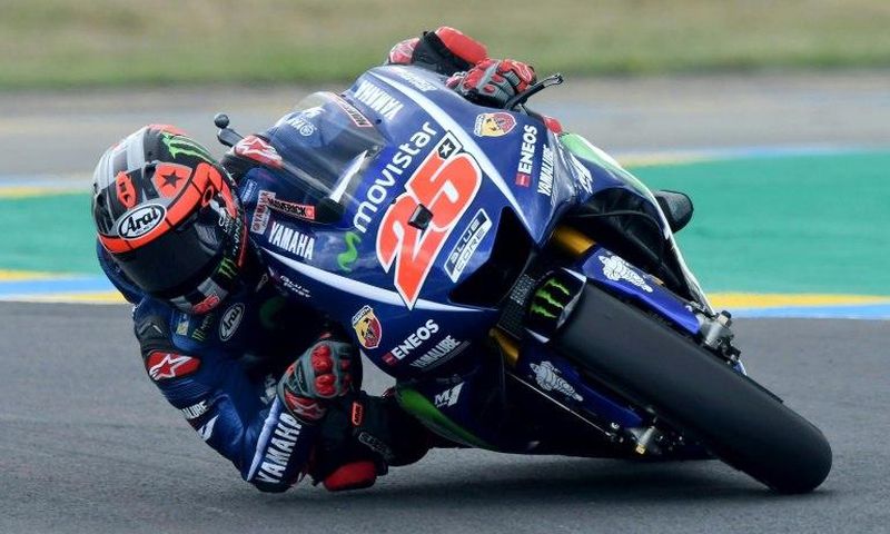 Spain's rider Maverick Vinales in action during the French MotorGP at Le Mans, northwestern France