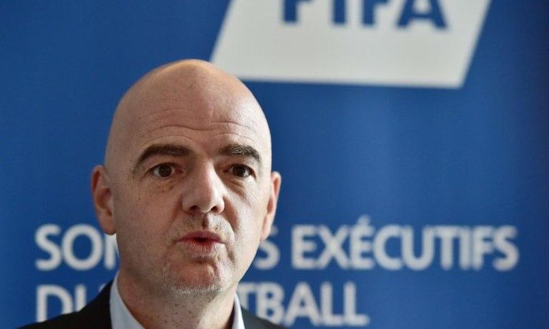 Gianni Infantino addresses journalists campaigned for the FIFA leadership this year on the back of adding to the 32 nations at the current World Cup