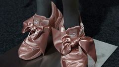 "Rihanna" sport shoes on display at Puma's annual press conference on February 9, 2017 in Herzogenaurach, Germany