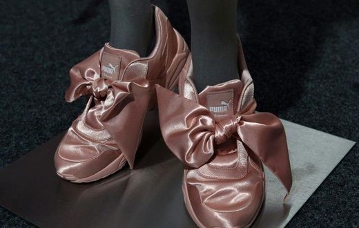"Rihanna" sport shoes on display at Puma's annual press conference on February 9, 2017 in Herzogenaurach, Germany