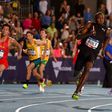 Bolt All Stars captain Usain Bolt of Jamaica competes in the mixed 4 x 100 metre relay during the Nitro Athletics meet in Melbourne on February 9, 2017