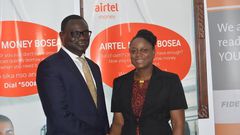 Dr. William Derban-Director for Inclusive Banking & CSR at Fidelity Bank and Rosy Fynn, Marketing Director-Airtel Ghana at the launch.