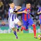 Real Sociedad's defender Yuri Berchiche (L) vies with Barcelona's Brazilian forward Neymar da Silva Santos Junior during the Spanish league football match Real Sociedad vs FC Barcelona at the Anoeta stadium in San Sebastian, on November 27, 2016