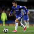Chelsea midfielder Eden Hazard does a run for it during the match against Manchester City at Stamford Bridge in London on April 5, 2017