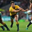 Australia's scrum-half Nick Phipps passes the ball during a rugby union Test match against England, at Twickenham stadium in London, in December 2016