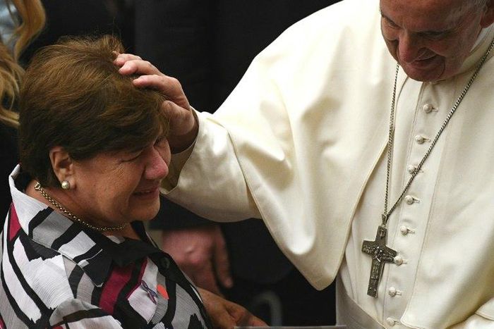 Pope Francis met with hundreds of families affected by Huntington's disease at the Vatican on May 18, 2017