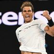 Spain's Rafael Nadal celebrates his victory against Canada's Milos Raonic during their singles quarter-final on day ten of the Australian Open in Melbourne on January 25, 2017