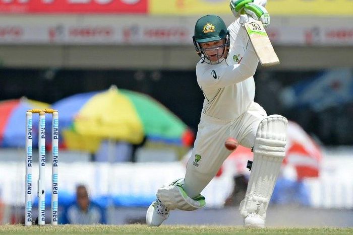 Australia's Peter Handscomb bats during the fifth day of the third Test against India in Ranchi on March 20, 2017