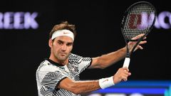 Switzerland's Roger Federer in action against Jurgen Melzer of Austria in the Australian Open first round in Melbourne on January 16, 2017