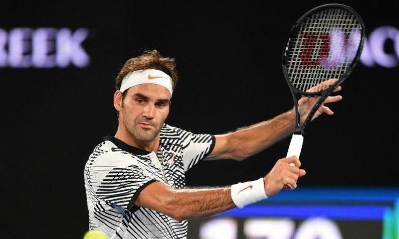 Switzerland's Roger Federer in action against Jurgen Melzer of Austria in the Australian Open first round in Melbourne on January 16, 2017