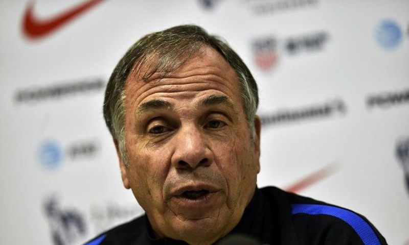 US national coach Bruce Arena speaks during a press conference before a training session at the Rommel Fernandez stadium in Panama City, on March 27, 2017
