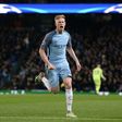 Manchester City's Kevin De Bruyne celebrates scoring his team's second goal during the Champions League match against Barcelona on November 1, 2016