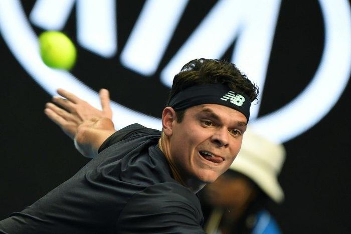 Canada's Milos Raonic in action against Spain's Roberto Bautista Agut in the fourth round of the Australian Open on January 23, 2017
