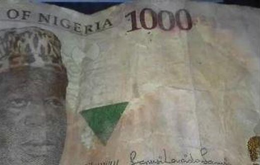 One of the counterfeit notes