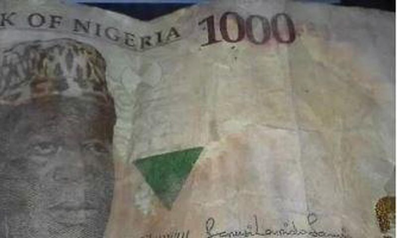 One of the counterfeit notes