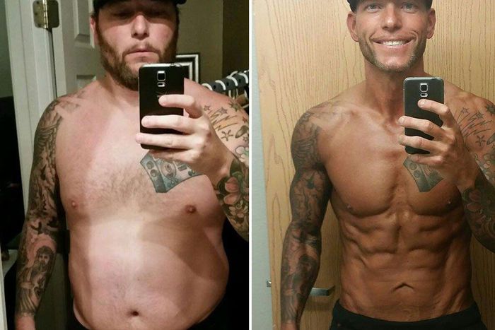 Before and after photos of Jimmy Fisher.