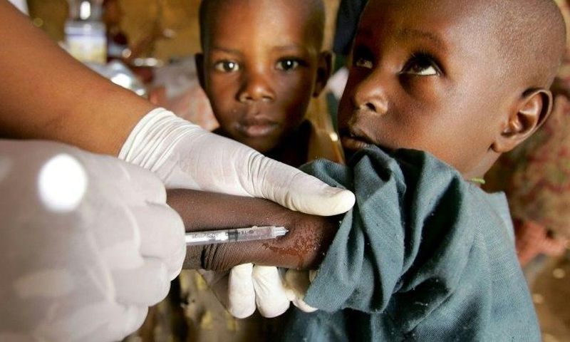 Children being vaccinated against meningitis