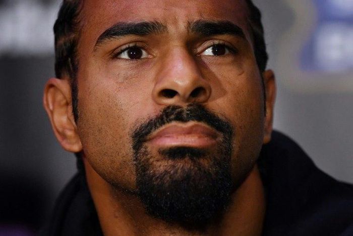 British boxer David Haye speaks during a press conference in east London on March 2, 2017 ahead of his heavyweight boxing bout against Tony Bellew