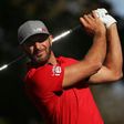 Dustin Johnson of the United States hits off the 13th tee during morning foursome matches of the 2016 Ryder Cup at Hazeltine National Golf Club on September 30, 2016 in Chaska, Minnesota