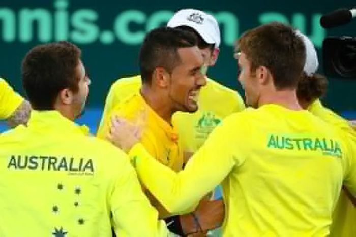 Australia's tennis star Nick Kyrgios (C) has made the final four in three of his last four tournaments