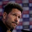 Atletico Madrid's coach Diego Simeone looks on during a press conference at Atletico de Madrid's sport city in Majadahonda on April 7, 2017