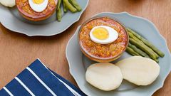 Garden egg stew and boiled potatoes