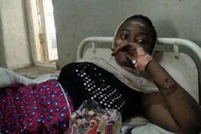 Amina Lawal on her hospital bed