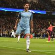 Ilkay Gundogan celebrates after scoring Manchester City's first goal against Barcelona at the Etihad Stadium on November 1, 2016