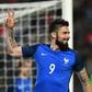 France's forward Olivier Giroud celebrates after scoring a goal during the friendly football match against Paraguay on June 2, 2017