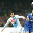 Juventus' forward Gonzalo Higuain (R) fights for the ball with Napoli's defender Vlad Chiriches during the Tim Cup semifinal second leg football match SSC Napoli vs Juventus FC on April 5, 2017