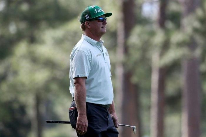 Charley Hoffman posts a seven-under par 65 to take the elad after the first round of the Masters at Augusta National Golf Club