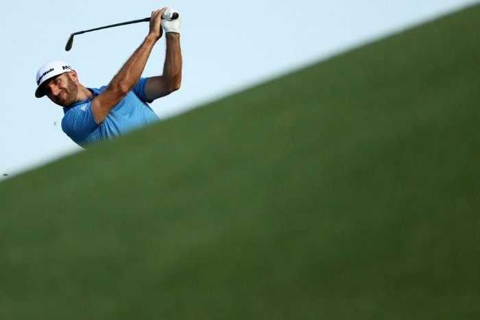 Dustin Johnson plays a shot on the 18th hole during the final match of the World Golf Championships Match Play on March 26, 2017