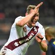 Torino's forward Andrea Belotti, famous for his goal celebration mimicking a rooster's comb with an open hand to his forehead