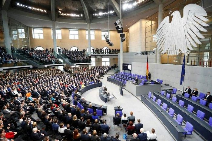 The 1,260-strong special Federal Assembly, made up of national lawmakers and electors sent from Germany's 16 states, during the presidential election at the Bundesversammlung federal assembly Bundestag in Berlin on February 12, 2017