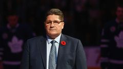 Sergei Makarov is honored for his induction into the Hockey Hall of Fame prior to the game between the Toronto Maple Leafs and the Philadelphia Flyers, at the Air Canada Centre in Toronto, on November 11, 2016
