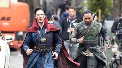 Benedict Cumberbatch and Chiwetel Ejiofor on set of "Doctor Strange"