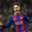 Barcelona's Denis Suarez celebrates after scoring the opener against Real Sociedad during the Spanish Copa del Rey quarter final second leg football match at Camp Nou stadium in Barcelona on January 26, 2017